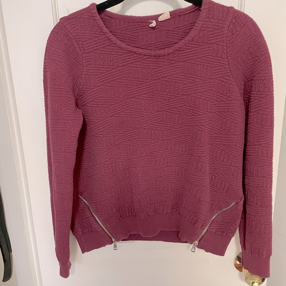 Anthropologie Maroon Zipper Sweater